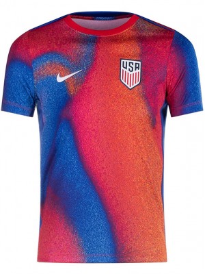 USA pre-match training jersey soccer uniform men's red sportswear football kit top shirt 2024 Copa America 